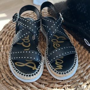 NWT - Sam Edelman Janette leather espadrille sandals Black 35/5. Open to offers!